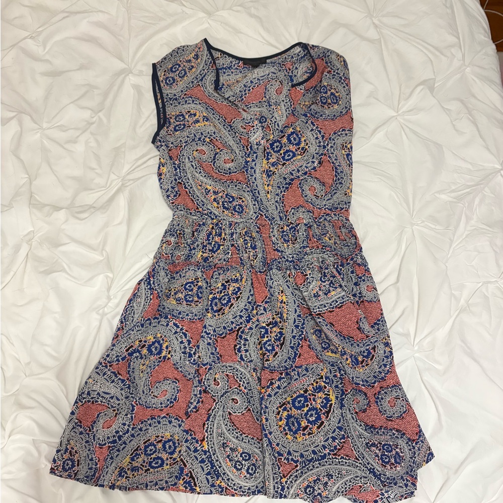 J. Crew Pink & Blue Paisley Sleeveless Mini Dress